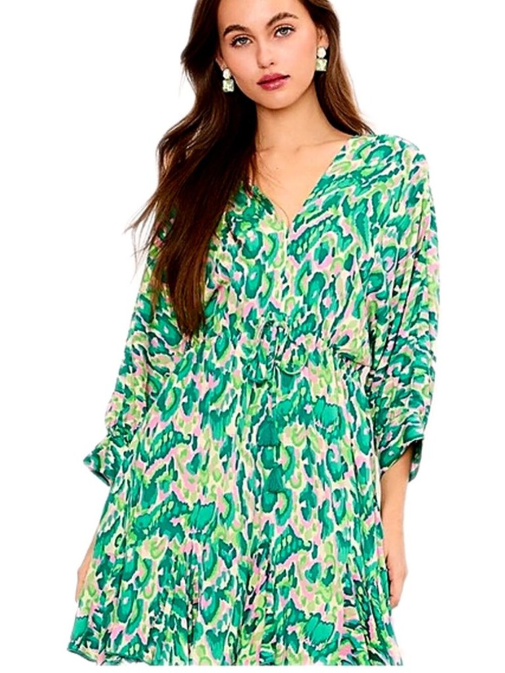 Meet Me in Santorini Baby Doll Bright Green
Print Tunic Mini Dress Tassel Small